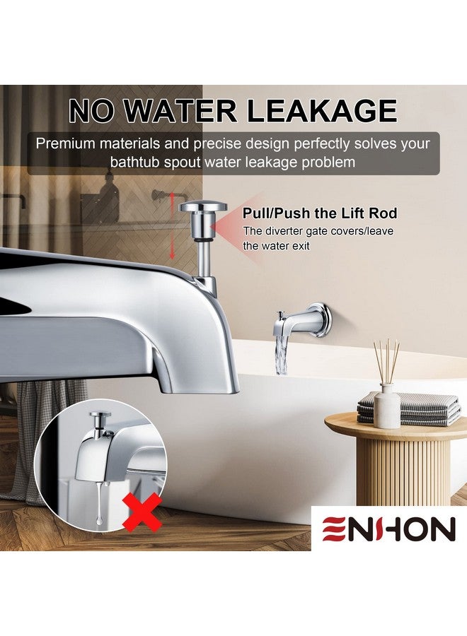 Enhon 1 Pack Slip on Tub Spout with Diverter, Compatible with American Standard 8888026.002 Tub Spout, Bathroom Bathtub Faucet, Fits 1/2" Copper Water Tube(5/8" Diameter), Polished Chrome, 5/32" Hex Wrench - Image 1