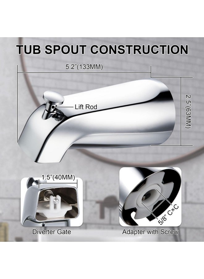Enhon 1 Pack Slip on Tub Spout with Diverter, Compatible with American Standard 8888026.002 Tub Spout, Bathroom Bathtub Faucet, Fits 1/2" Copper Water Tube(5/8" Diameter), Polished Chrome, 5/32" Hex Wrench - Image 3