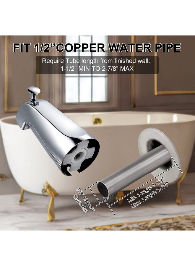Enhon 1 Pack Slip on Tub Spout with Diverter, Compatible with American Standard 8888026.002 Tub Spout, Bathroom Bathtub Faucet, Fits 1/2" Copper Water Tube(5/8" Diameter), Polished Chrome, 5/32" Hex Wrench - Image 2