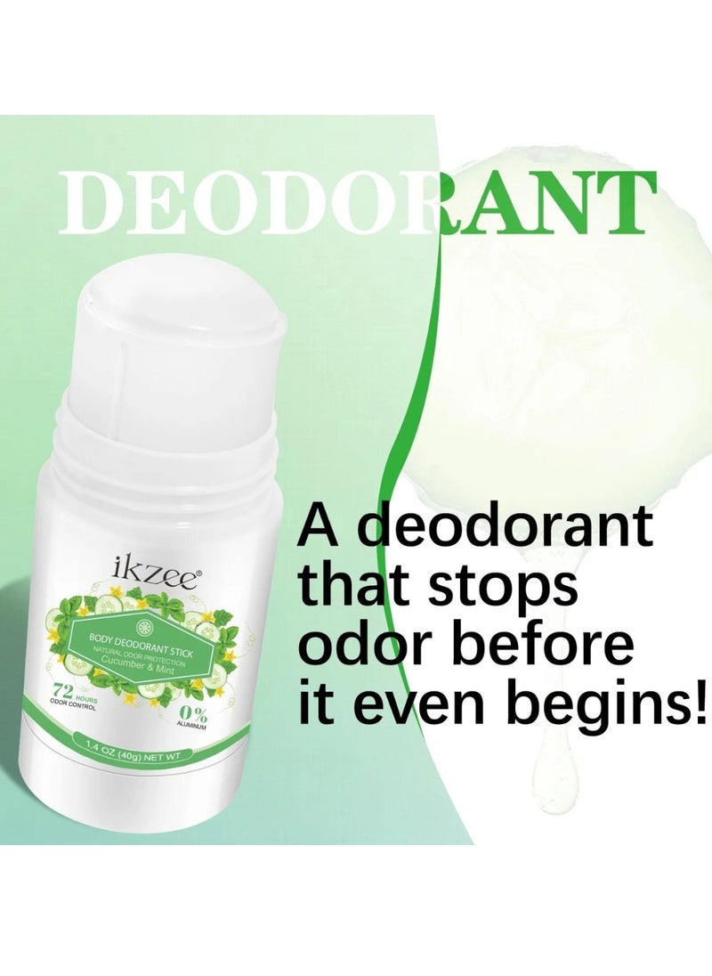 IKZEE Whole Body Deodorant Stick Cucumber and Mint 72 Hour Odor Control Aluminum Free Baking Soda Free Natural Scented Skin Safe for Armpit Privates and Other Parts Oduor Control Cream 40g  - Image 3