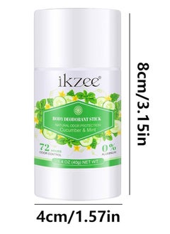 IKZEE Whole Body Deodorant Stick Cucumber and Mint 72 Hour Odor Control Aluminum Free Baking Soda Free Natural Scented Skin Safe for Armpit Privates and Other Parts Oduor Control Cream 40g  - Image 4