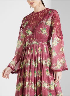 Threadz by Ajooni Lace Neck Cut Out Printed Dress  - Image 3
