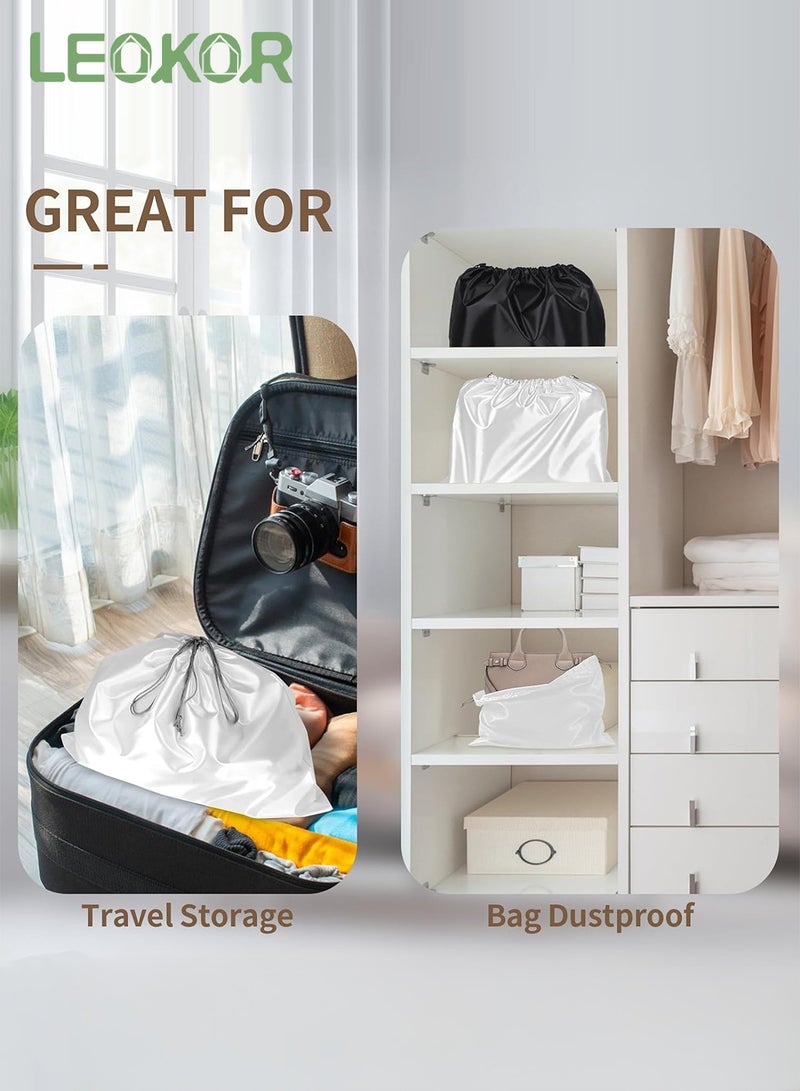 LEOKOR 4 Pack Dust Bags for Purses and Handbags, Silk Dust Cover Storage Bag with Drawstring Travel Storage Pouch for Handbag Purse Shoes Boots, Black 60*50CM  - Image 5