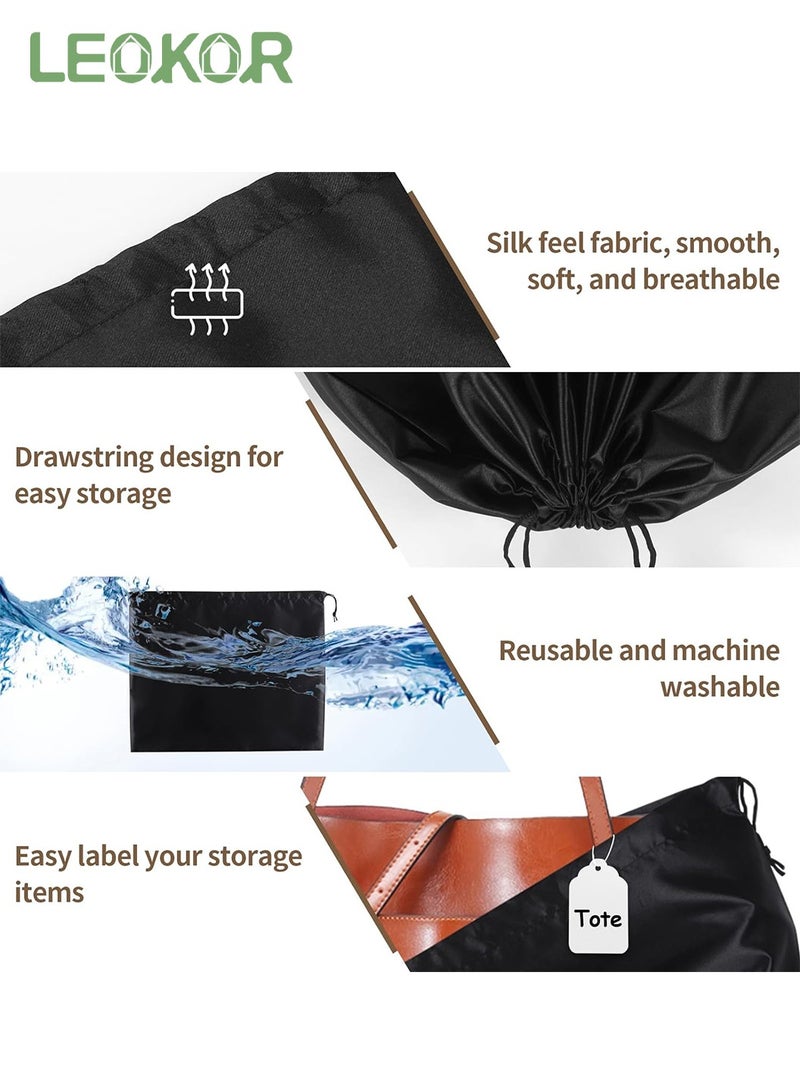 LEOKOR 4 Pack Dust Bags for Purses and Handbags, Silk Dust Cover Storage Bag with Drawstring Travel Storage Pouch for Handbag Purse Shoes Boots, Black 60*50CM  - Image 2