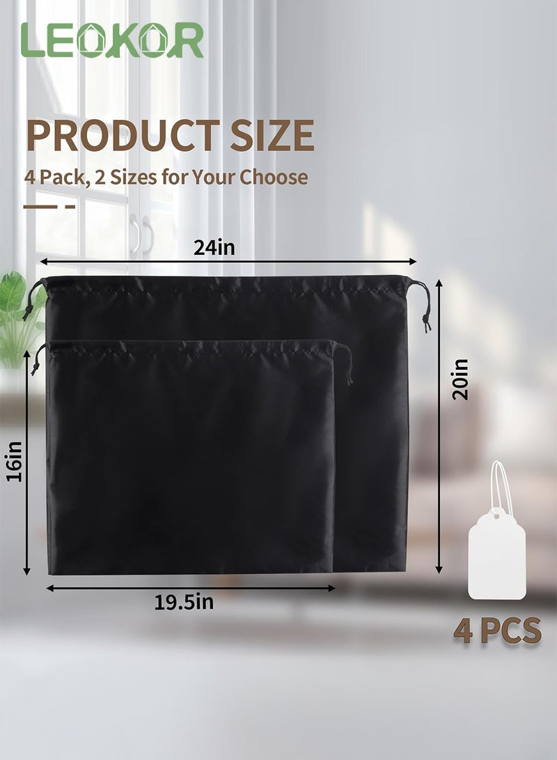 LEOKOR 4 Pack Dust Bags for Purses and Handbags, Silk Dust Cover Storage Bag with Drawstring Travel Storage Pouch for Handbag Purse Shoes Boots, Black 60*50CM  - Image 4