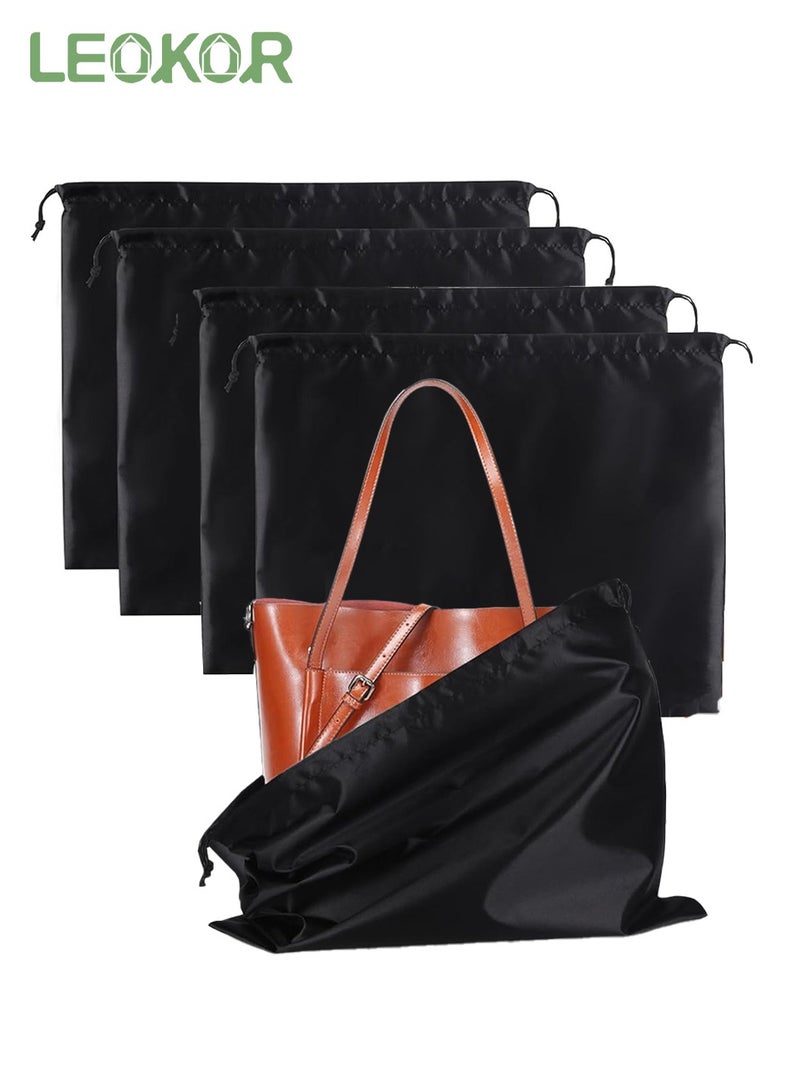 LEOKOR 4 Pack Dust Bags for Purses and Handbags, Silk Dust Cover Storage Bag with Drawstring Travel Storage Pouch for Handbag Purse Shoes Boots, Black 60*50CM  - Image 1