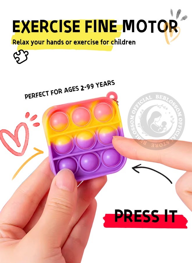 BEBLOSSOM 30 Pack Mini Pop It Fidget Toy Keychain, Bulk Party Favors for Kids, Classroom Prizes Goodie Bag Fillers, Anxiety Relief Sensory Toys for Ages 4-12 - Image 3