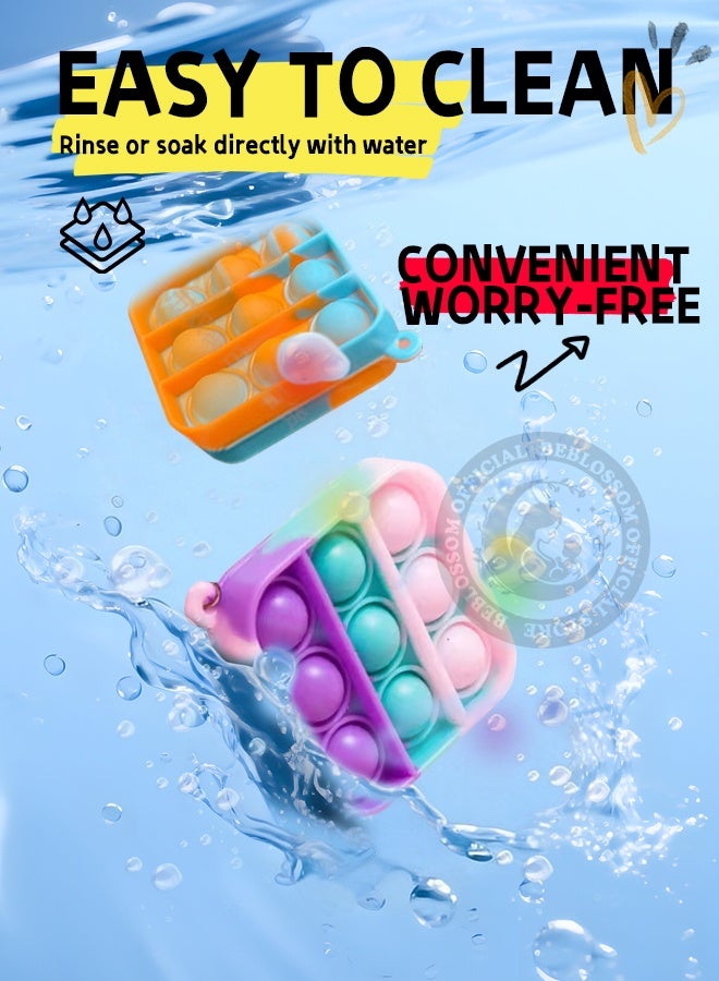 BEBLOSSOM 30 Pack Mini Pop It Fidget Toy Keychain, Bulk Party Favors for Kids, Classroom Prizes Goodie Bag Fillers, Anxiety Relief Sensory Toys for Ages 4-12 - Image 4