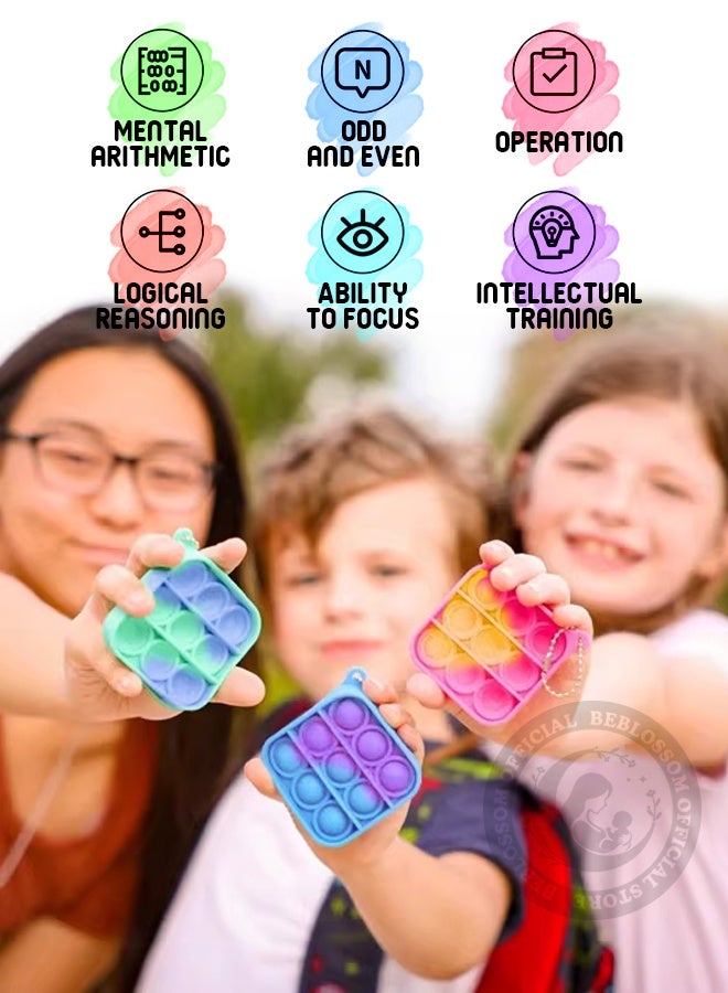 BEBLOSSOM 30 Pack Mini Pop It Fidget Toy Keychain, Bulk Party Favors for Kids, Classroom Prizes Goodie Bag Fillers, Anxiety Relief Sensory Toys for Ages 4-12 - Image 2