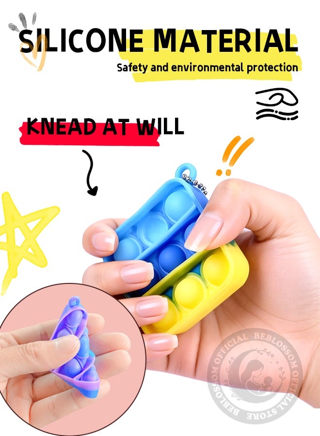 BEBLOSSOM 30 Pack Mini Pop It Fidget Toy Keychain, Bulk Party Favors for Kids, Classroom Prizes Goodie Bag Fillers, Anxiety Relief Sensory Toys for Ages 4-12 - Image 5