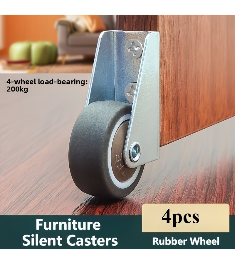 4 Rubber Silent Sliding Door Wheel Sets with Metal Frame for Rolling Door and Sliding Rail - Image 1