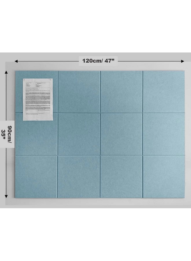 ديكوريتا لوحة الفلين 48 × 36 بديل 11.8 × 11.8 × 0.35 بوصة 12 حزمة من بلاط الجدران اللباد مع لاصق آمن قابل للإزالة، لوح فلين كبير لجدران المكاتب، لوحة دبوس، بلاط الفلين للفصول الدراسية باللون الأزرق الفاتح - Image 2