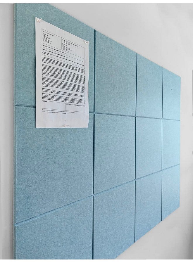 ديكوريتا لوحة الفلين 48 × 36 بديل 11.8 × 11.8 × 0.35 بوصة 12 حزمة من بلاط الجدران اللباد مع لاصق آمن قابل للإزالة، لوح فلين كبير لجدران المكاتب، لوحة دبوس، بلاط الفلين للفصول الدراسية باللون الأزرق الفاتح - Image 1