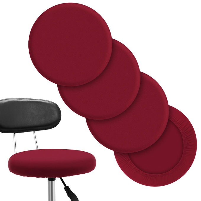ROUND BAR STOOL SEAT COVERS WASHABLE STOOL CUSHION SLIPCOVER ELASTIC BAR CHAIR COVERS FOR 1417 INCH CHAIR RED 4 PIECES