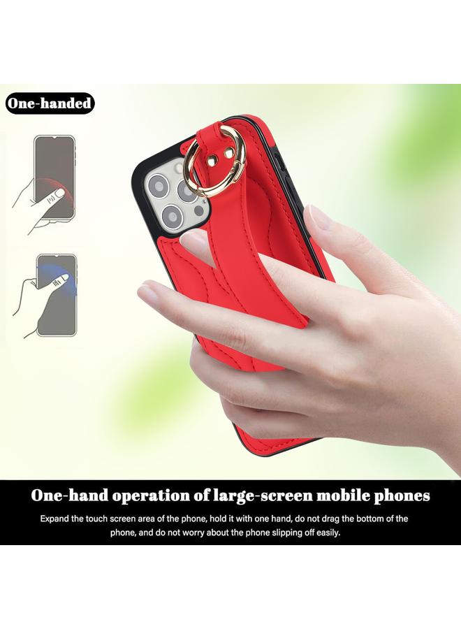 Zaboon Case For iPhone 12 Pro Max Non-slip Full Coverage Ring PU Phone Case with Wristband - Image 1