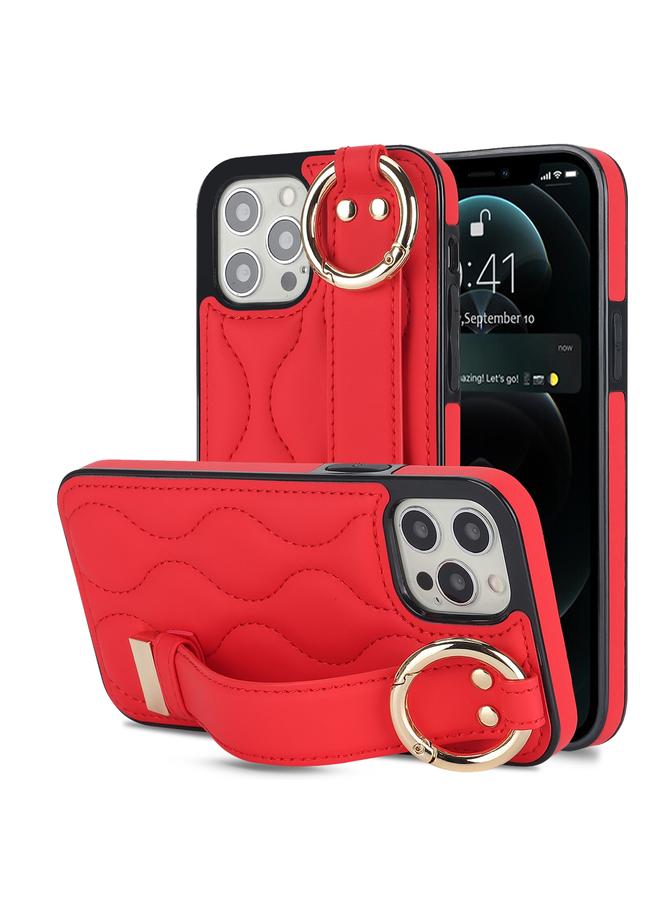 Zaboon Case For iPhone 12 Pro Max Non-slip Full Coverage Ring PU Phone Case with Wristband - Image 2