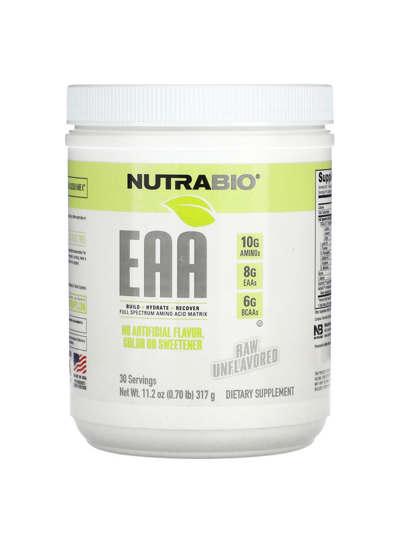 NutraBio EAA, Raw Unflavored, 0.70 lb (317 g)