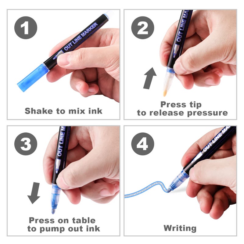 RIANCY Outline Metallic Markers Super Squiggles Markers 24 Colors Self Double Line Pen Outline Shimmer Pens for Art Drawing Christmas Greeting Cards Scrapbook Crafts Ceramic Glass Christmas Decor - Image 5