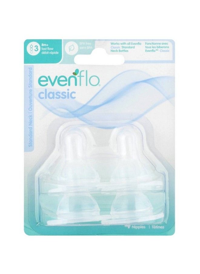 evenflo حلمات سيليكون كلاسيكية سريعة التدفق، 4 قطع (عبوة من قطعتين)  - Image 2
