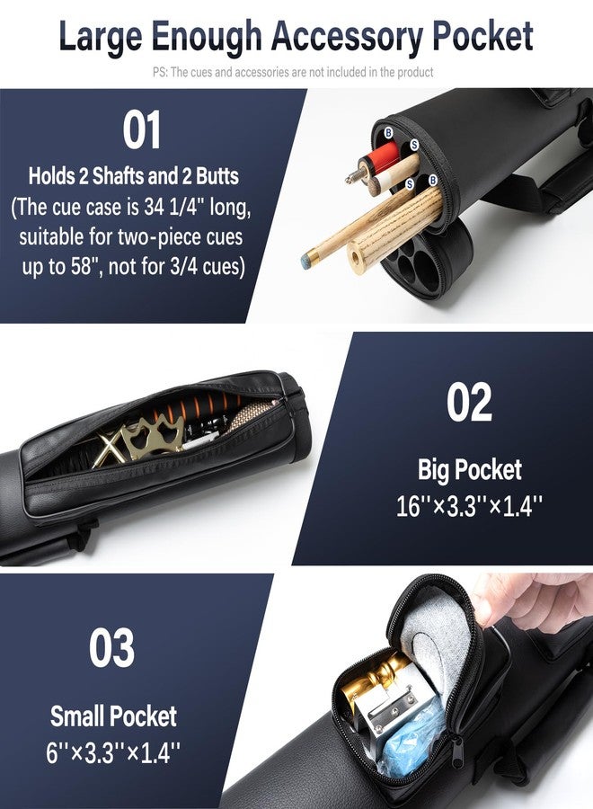 Adhafera Pool Cue Case, 2 X 2 Hard Pool Stick Case, Made of Faux Leather Billiards Accessories - Image 4