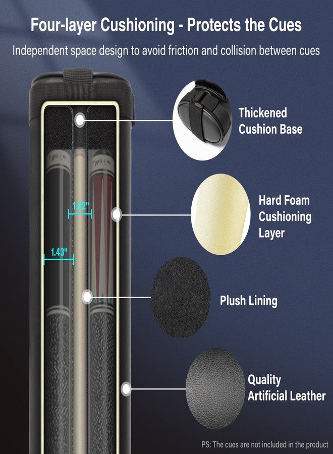 Adhafera Pool Cue Case, 2 X 2 Hard Pool Stick Case, Made of Faux Leather Billiards Accessories - Image 2
