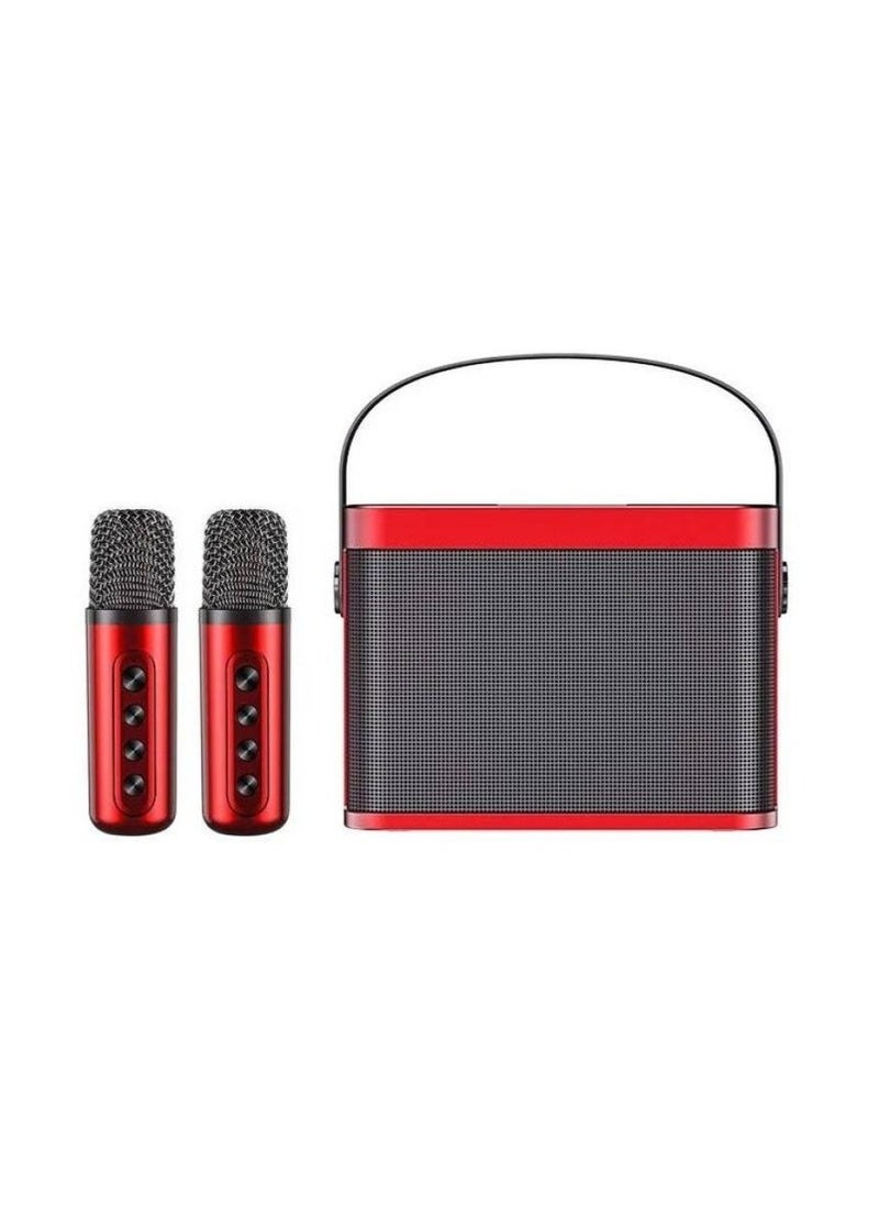 YS YS-219 Bluetooth Karaoke Speaker System with Dual Wireless Microphones – Portable Outdoor Sound System with Powerful Bass, Echo & Vocal Effects, USB & TF Card Playback, AUX Input, and Rechargeable Battery – Ideal for Parties, Events, Picnics & Gatherings Red  - Image 1
