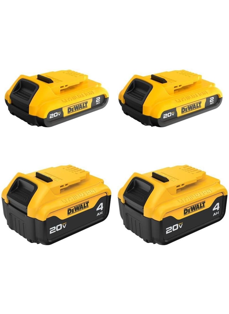 DEWALT DEWALT 20V MAX Lithium Ion Battery 2 Ah and 4 Ah 4Pack Fuel Gauge LED Charge Indicators DCB3244  - Image 1