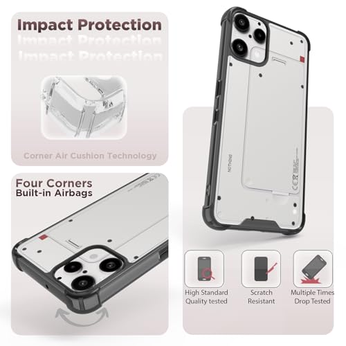 RIGGEAR Shockproof Clear Hybrid Airbag Armor Back Cover Case Compatible with Nothing Phone 3a Lite 5G (Clear-Black TPU Bumper with Transparent PC) - Image 3
