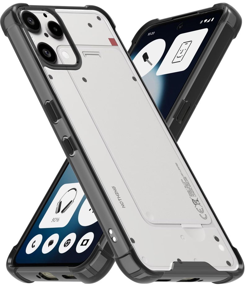 RIGGEAR Shockproof Clear Hybrid Airbag Armor Back Cover Case Compatible with Nothing Phone 3a Lite 5G (Clear-Black TPU Bumper with Transparent PC) - Image 1