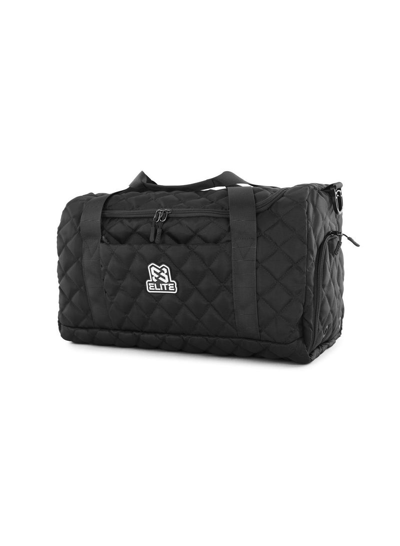 Elite Bags Elite Quilted Gym Duffle Bag with Shoe Compartment, Multi Pocket, Black - Image 1