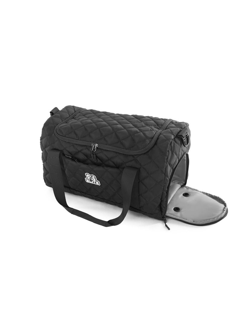 Elite Bags Elite Quilted Gym Duffle Bag with Shoe Compartment, Multi Pocket, Black - Image 3