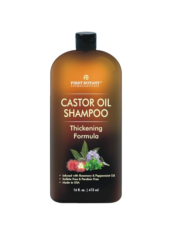 First Botany Castor Oil Shampoo An Anti Hair Loss Shampoo Thickening formula For Hair Regrowth Anti Thinning Sulfate Free For Men Women Anti Dandruff Treatment 16 fl oz - Image 1