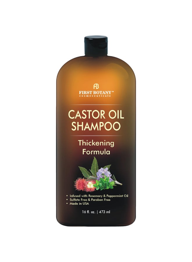 First Botany Castor Oil Shampoo An Anti Hair Loss Shampoo Thickening formula For Hair Regrowth Anti Thinning Sulfate Free For Men Women Anti Dandruff Treatment 16 fl oz - Image 2