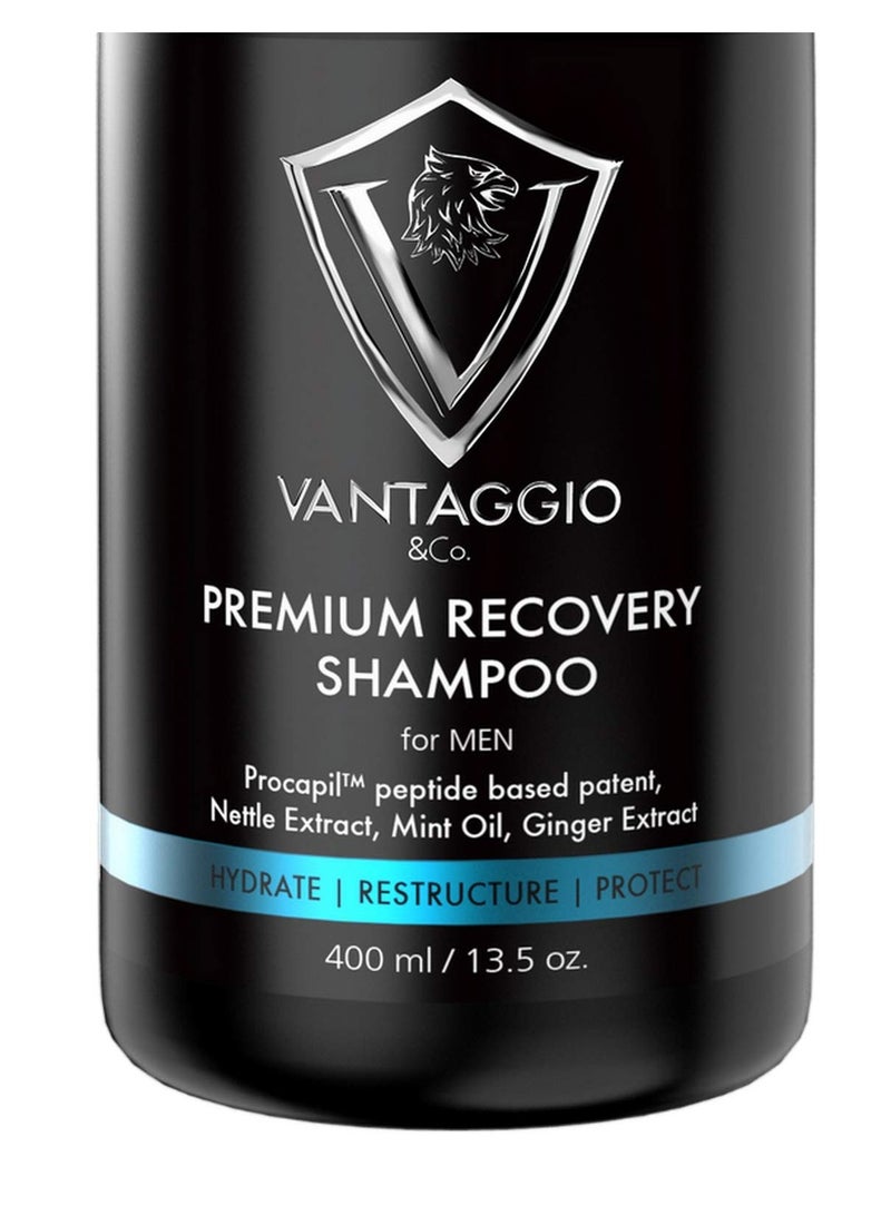 Vantaggio Hair Loss Shampoo for Men – Boosts Hair Growth and Thickening – DHT Blocker Fights Thinning and Alopecia – PROCAPIL Premium Formula with Castor Oil Peppermint Ginseng and Dead Sea Salt – 13.5 oz - Image 1