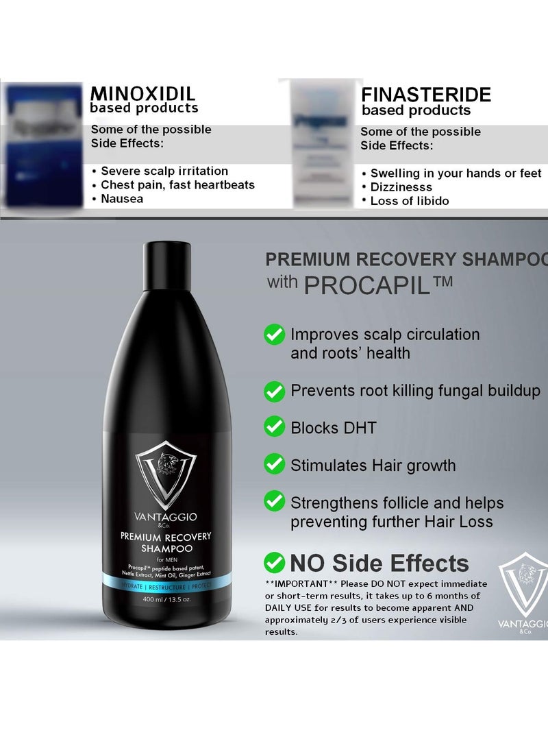 Vantaggio Hair Loss Shampoo for Men – Boosts Hair Growth and Thickening – DHT Blocker Fights Thinning and Alopecia – PROCAPIL Premium Formula with Castor Oil Peppermint Ginseng and Dead Sea Salt – 13.5 oz - Image 2