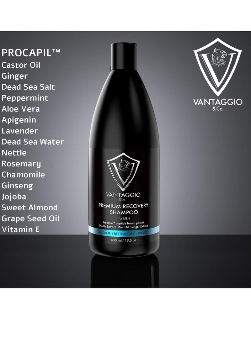 Vantaggio Hair Loss Shampoo for Men – Boosts Hair Growth and Thickening – DHT Blocker Fights Thinning and Alopecia – PROCAPIL Premium Formula with Castor Oil Peppermint Ginseng and Dead Sea Salt – 13.5 oz - Image 3