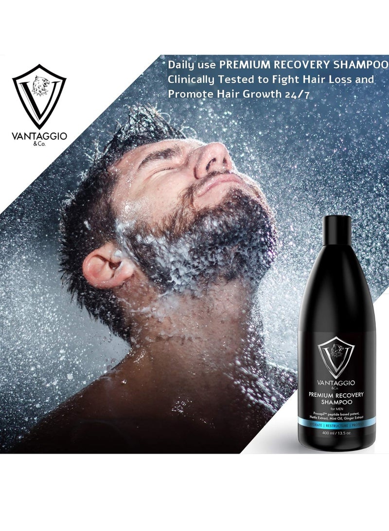 Vantaggio Hair Loss Shampoo for Men – Boosts Hair Growth and Thickening – DHT Blocker Fights Thinning and Alopecia – PROCAPIL Premium Formula with Castor Oil Peppermint Ginseng and Dead Sea Salt – 13.5 oz - Image 4