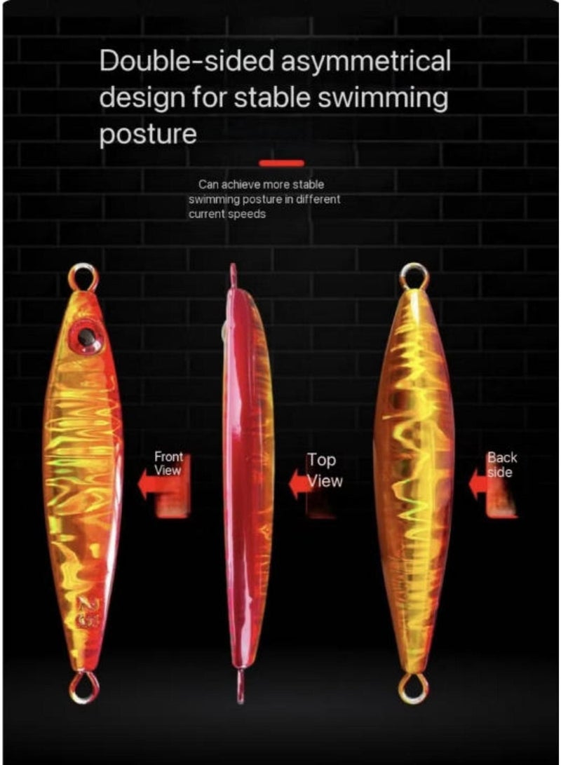 jingpin Hot Catch Model | Little Fatty 20g Fast-Sinking Metal Jig Lure - Blue-Pink Laser Glow-in-the-Dark UV Artificial Bait with Spinner Blade Hook, Specialized for Saltwater Fishing, Shore Cast Long-Distance Fishing Tackle, 5-Pack - Image 4