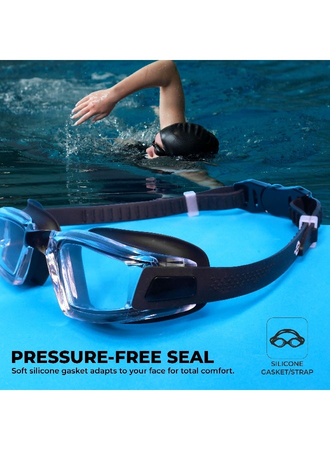 Nivia Viper 2.0 Swimming Goggles For Adults, Anti Fog Goggles for Men, Polycarbonate Smoke Glass, Silicon Strap, UV Protection, Comfort Fit, Training Swim Goggles For Men & Women - Black (Clear) - Image 3