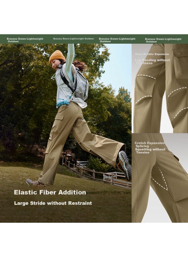 Beneunder Women's Tactical Loose Wide Leg Quick Dry Casual Pants All Seasons Umbrella Trooper Pants - Image 1