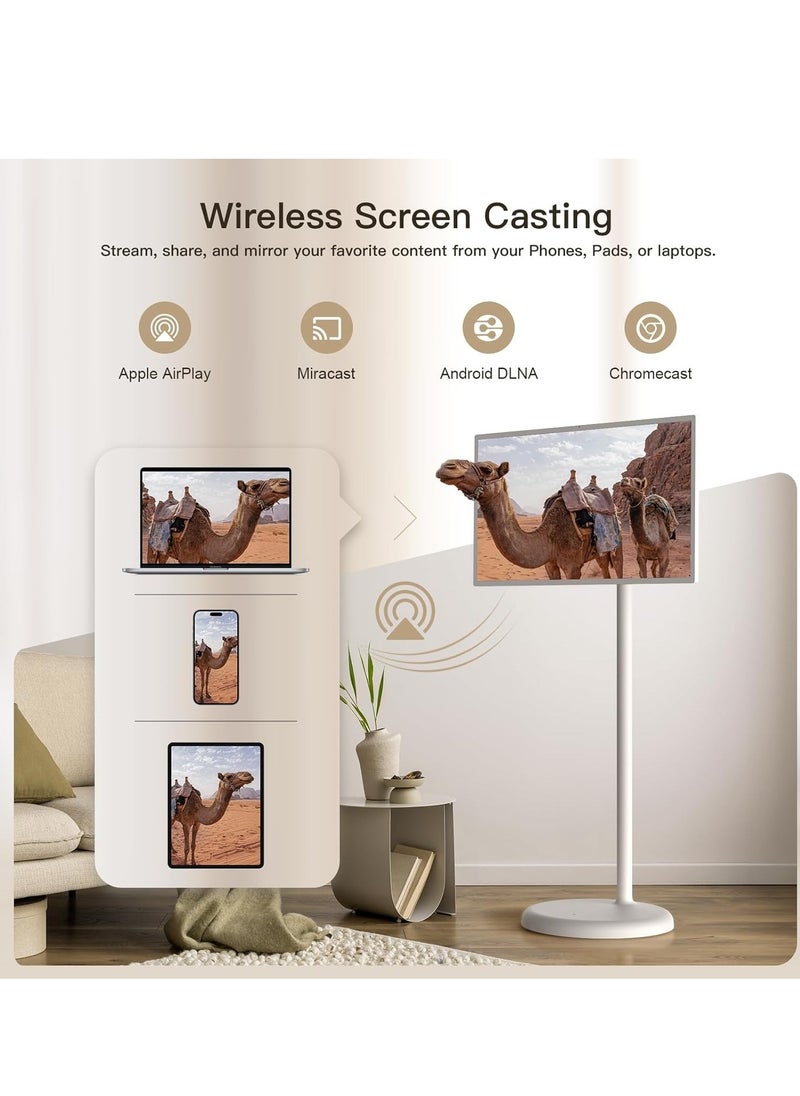 21.5 Inch Portable TV Floor Smart Screen  - LCD Touch Display Screen- 4+64GB Storage, 6000aMh Battery 8H Video Play Time