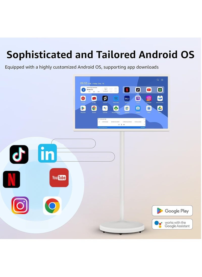 21.5 Inch Portable TV Floor Smart Screen  - LCD Touch Display Screen- 4+64GB Storage, 6000aMh Battery 8H Video Play Time