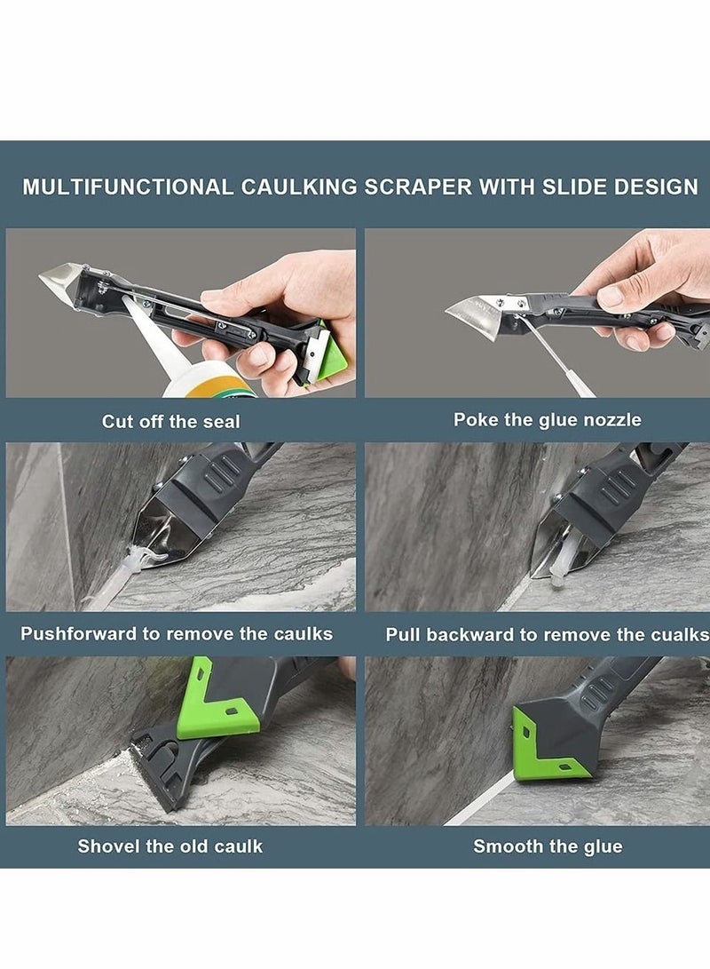 Upgraded 5 in 1 Caulking Tool, Stainless Steel Head,Silicone Sealant Finishing Tool Caulk Scrapper Great for Bathroom Sink Joint  - Image 4