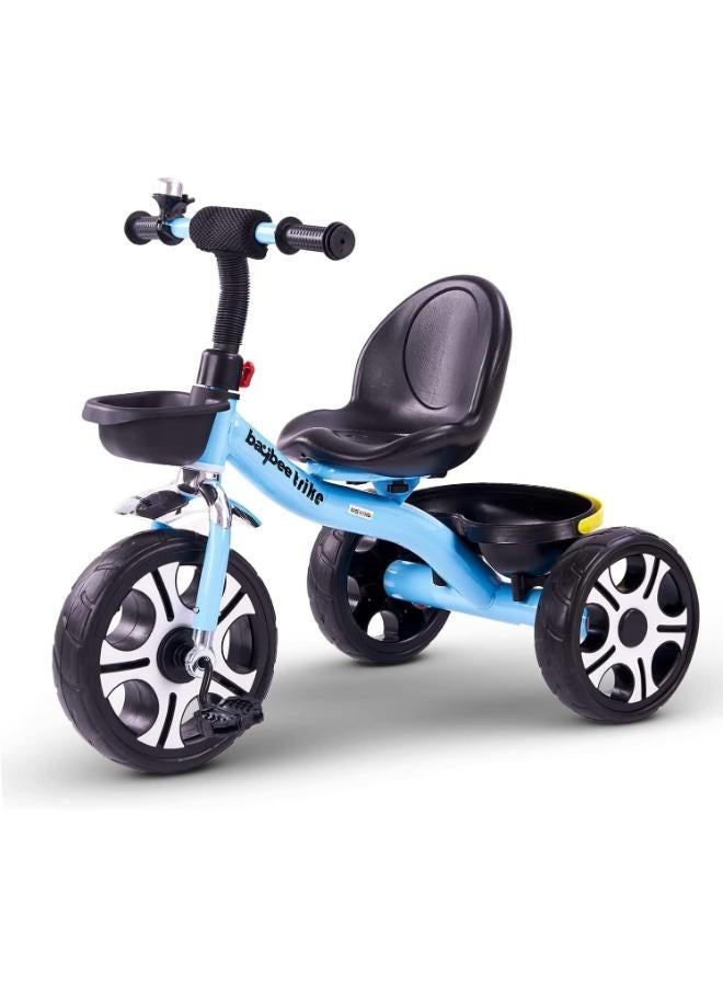 BAYBEE Coaster 3-Wheel Kids Tricycle with Storage Baskets - Blue - Image 1