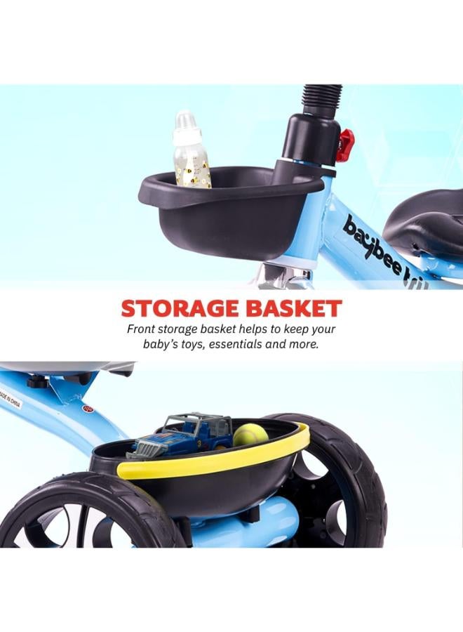 BAYBEE Coaster 3-Wheel Kids Tricycle with Storage Baskets - Blue - Image 2