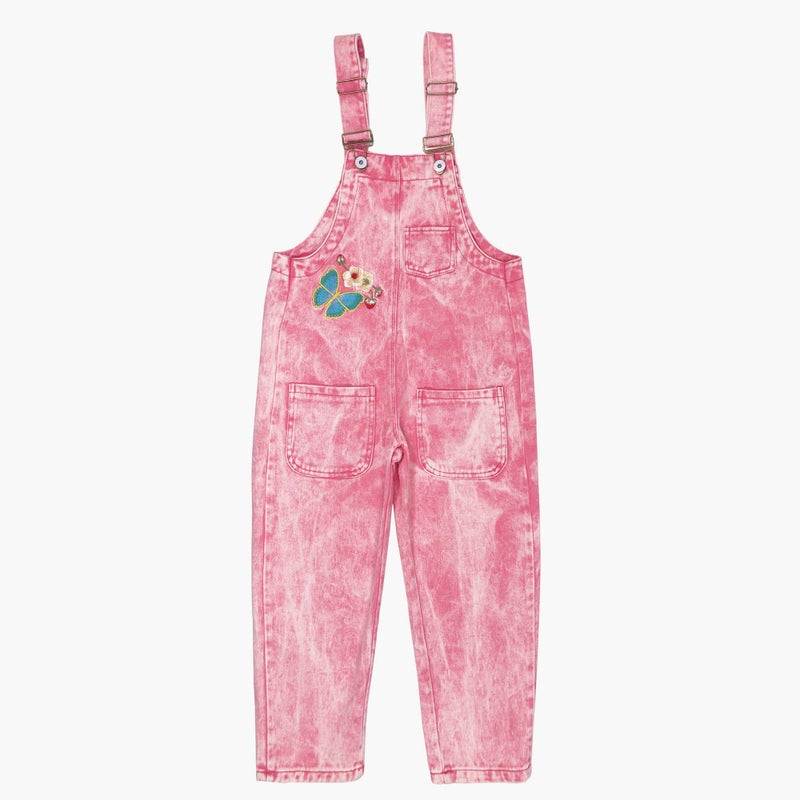 Peacolate 4-15T Little&Big Girls Rompers Loose Bib Overalls Jeans Denim Jumpsuits (Pink,6-7Years) - Image 2