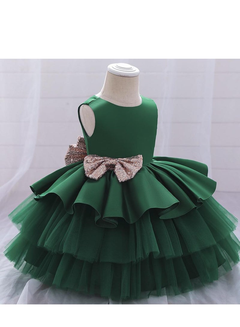 Best Gift Fashion Girl Dress For Wedding Party Green Color - Image 2