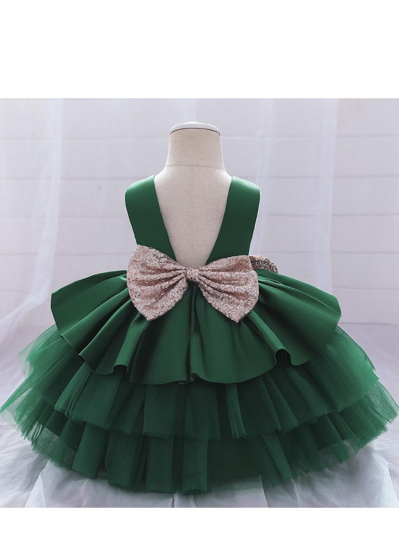 Best Gift Fashion Girl Dress For Wedding Party Green Color - Image 3