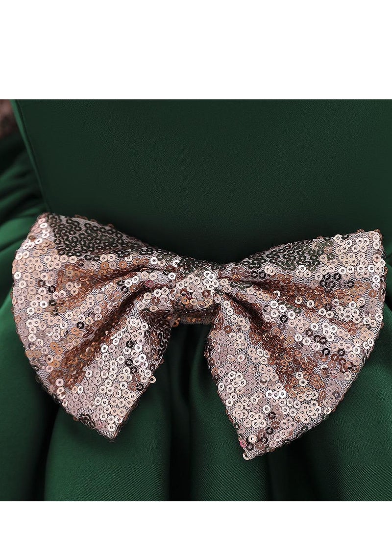 Best Gift Fashion Girl Dress For Wedding Party Green Color - Image 5