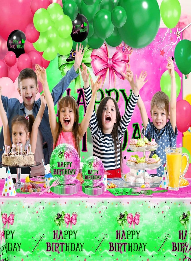 مجموعة زينة عيد ميلاد من ليشيمي باللونين الوردي والأخضر، 200 قطعة، زينة لحفلات أعياد ميلاد الساحرات: خلفية، أطباق ورقية للاستخدام مرة واحدة، مناديل، مفرش طاولة، بالونات، لوازم حفلات مستوحاة من أفلام الساحرات والأمراء، تكفي 24 فتاة - Image 4